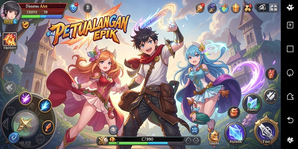 Gameplay C7890 menampilkan aksi seru dengan karakter anime favorit.
