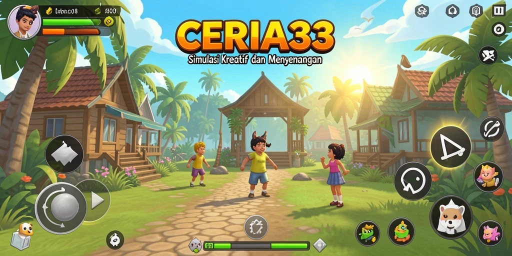 Screenshot utama CERIA33 memperlihatkan gameplay yang kreatif dan interaktif.
