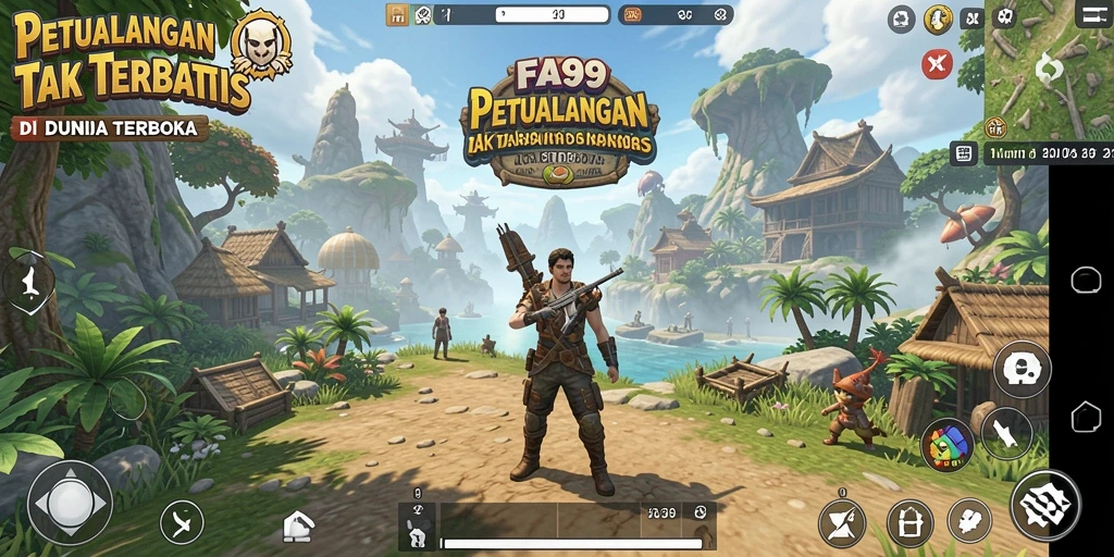 Tampilan gameplay menarik dari FA99 dalam dunia terbuka.