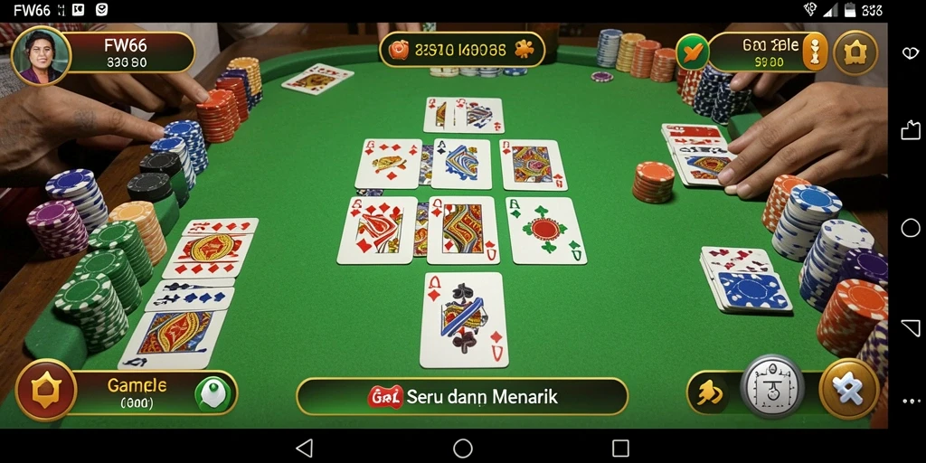 Tampilan gameplay menarik dari game Gaple FW66 saat dimainkan.