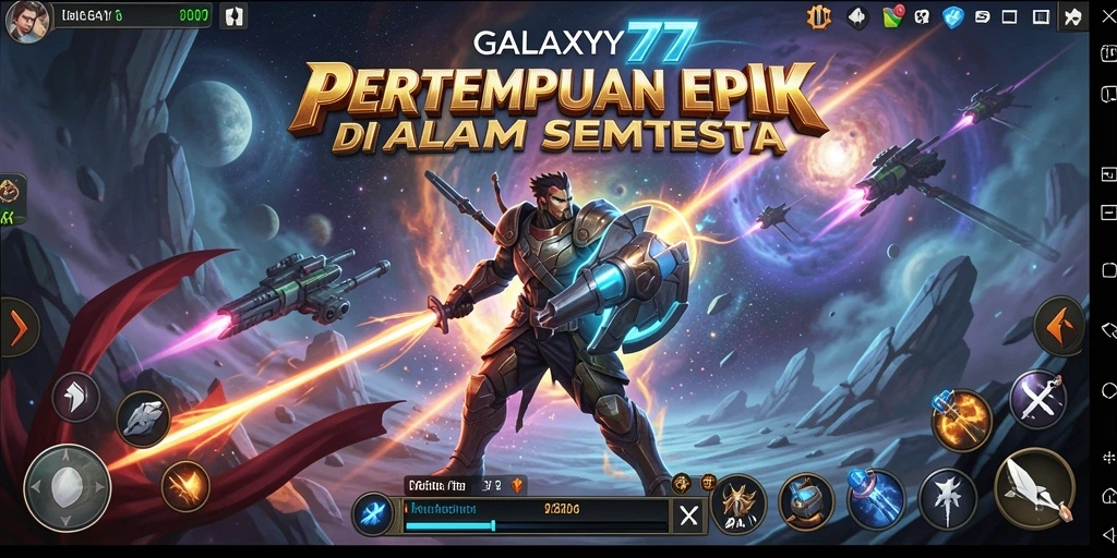 Menampilkan adegan intens dari pertempuran di GALAXY77.