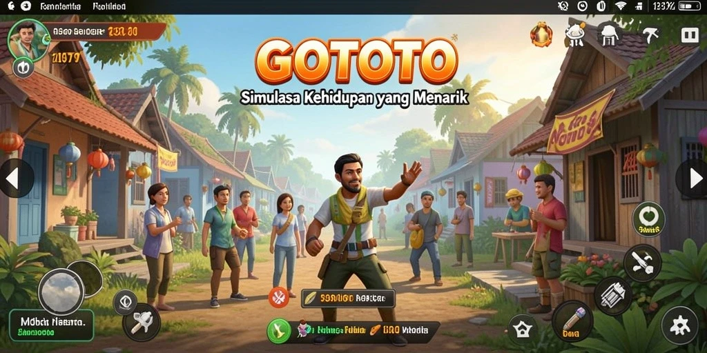 Tampilan gameplay menarik dari GOTOTO dengan berbagai aktivitas simulasi.