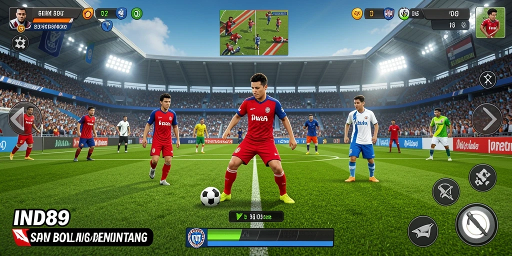 Tampilan gameplay <strong>IND89</strong> yang menegangkan di lapangan sepak bola.
