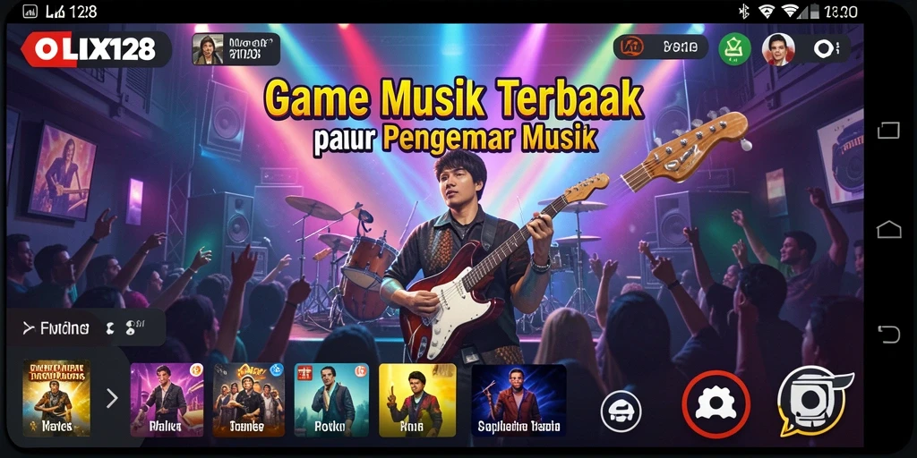 Screenshot gameplay OLX128 menampilkan interaksi menyenangkan dengan musik.