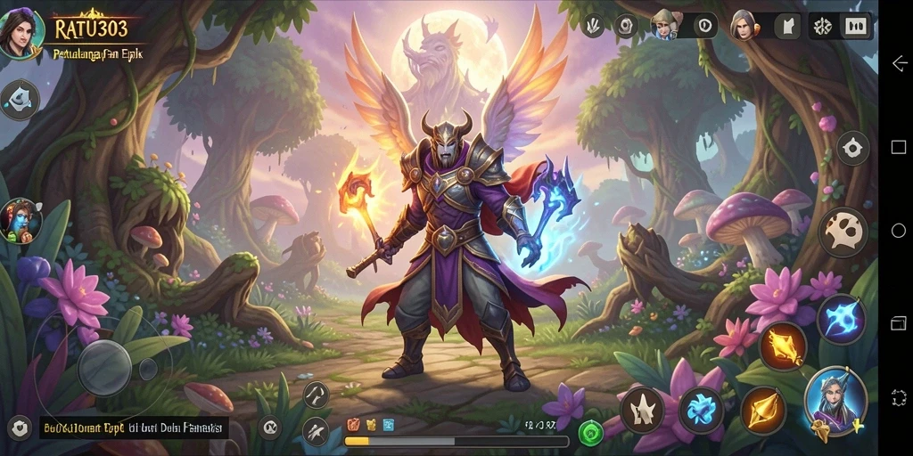 Screenshot dari gameplay RPG yang menampilkan pertarungan epik di RATU303.