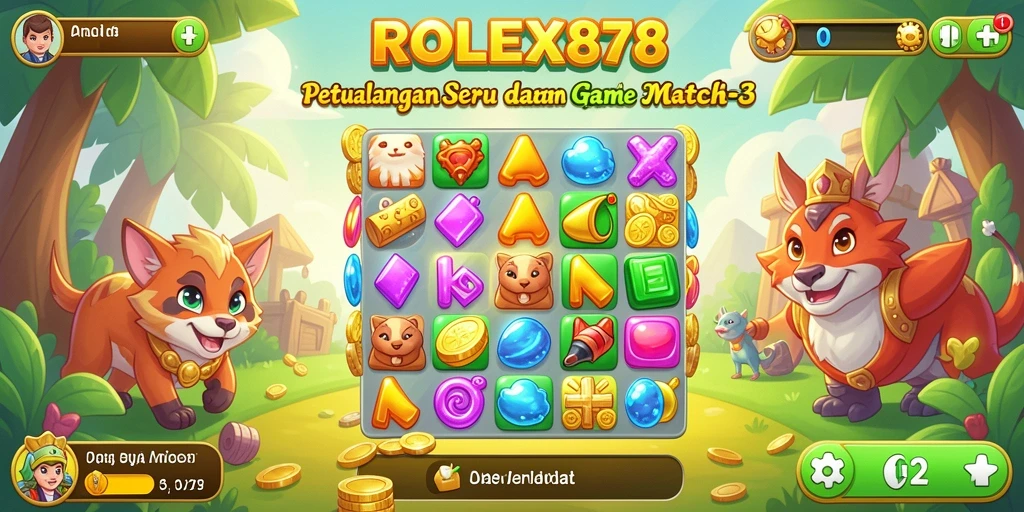 Screenshot gameplay ROLEX878 menampilkan keseruan match-3 yang menantang.