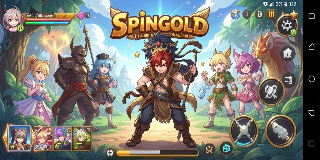 Tangkapan layar SPINGOLD menampilkan karakter Anime dalam pertempuran seru.