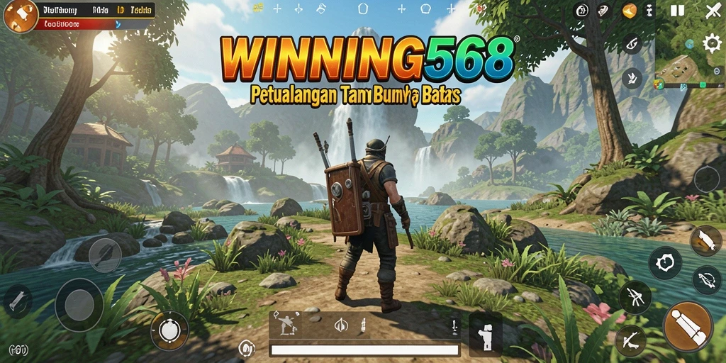 Screenshot gameplay WINNING568 yang menunjukkan petualangan di dunia terbuka.